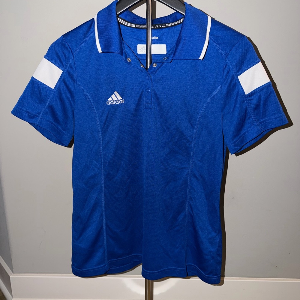 Adidas Women's Royal Blue Polo Shirt Size Medium Short Sleeve